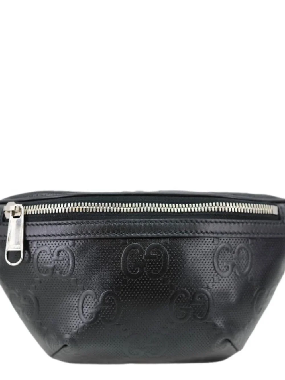Gucci  Tennis GG Calfskin Embossed Leather Belt Bag Black 658582